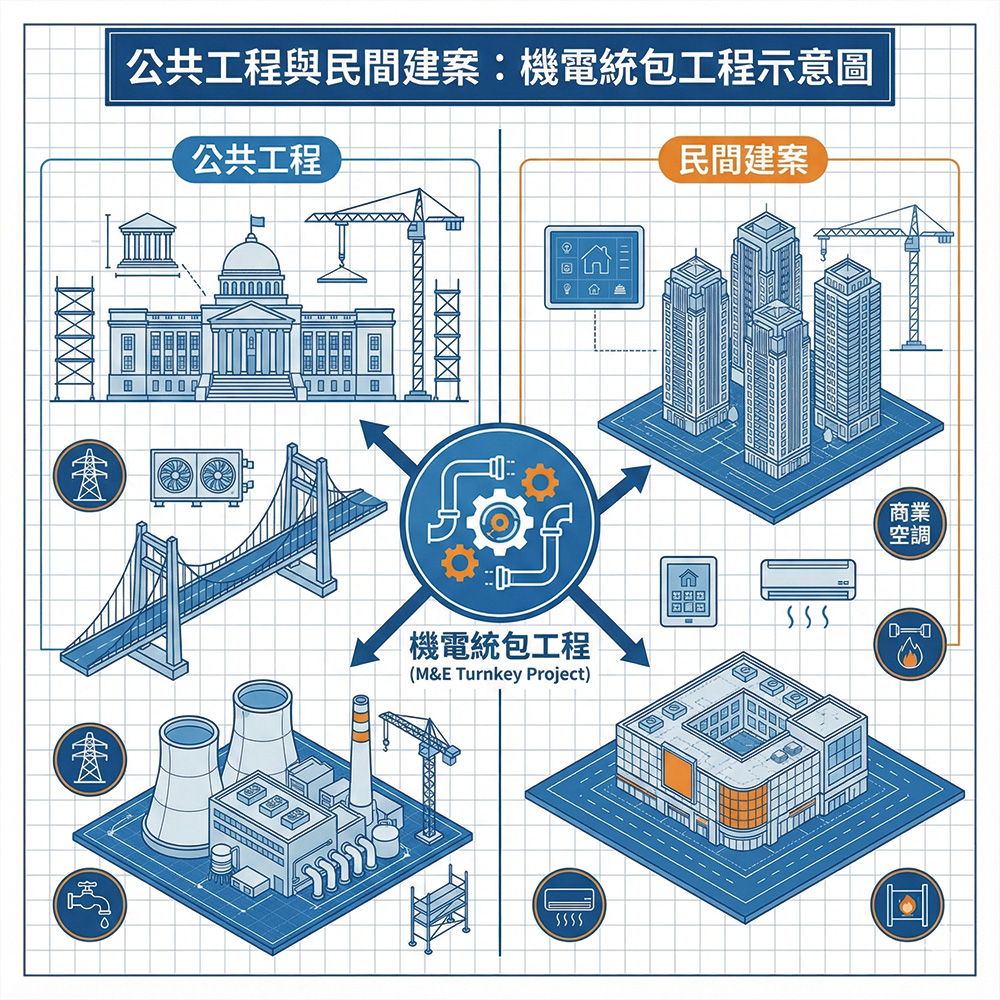 公共工程與民間建案機電統包工程
